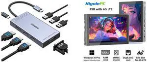 Melelink USB C Docking Station: Dual HDMI, Displayport, VGA, 100W PD, 3 USB2.0. 8-in-1 for Dell, HP, Lenovo. Higole F9B Mini PC: 7'' Windows 11 Pro, Intel N100, 16GB RAM, 256GB eMMC, 5000mAh, Dual 2.5G LAN, Dual 4K Output, WiFi5, BT5.0. Melelink USB C Docking Station: Dual HDMI, Displayport, VGA, 100W PD, 3 USB2.0. 8-in-1 for Dell, HP, Lenovo. Higole F9B Mini PC: 7'' Windows 11 Pro, Intel N100, 16GB RAM, 256GB eMMC, 5000mAh, Dual 2.5G LAN, Dual 4K Output, WiFi5, BT5.0.