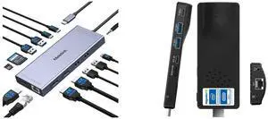 Melelink USB C Docking Station, 14-in-1 Triple Display Hub with 2 HDMI 4K, DisplayPort, PD Charging, Ethernet, 6 USB Ports, SD/TF. Compatible with Dell/HP, Mini PC, Windows 11 Pro, Intel Celeron N4100, Micro Computer Stick, WiFi 5.0, BT 4.2 Melelink USB C Docking Station, 14-in-1 Triple Display Hub with 2 HDMI 4K, DisplayPort, PD Charging, Ethernet, 6 USB Ports, SD/TF. Compatible with Dell/HP, Mini PC, Windows 11 Pro, Intel Celeron N4100, Micro Computer Stick, WiFi 5.0, BT 4.2