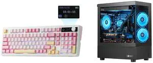 EPOMAKER TH99 PRO 96% Mechanical Keyboard: Screen, Knob, 10000mAh, 2.4Ghz/BT, Hot Swap, RGB, PBT Keycap, Wireless (Pink, Creamy Jade). NINGMEI Lumishore Gaming PC: Ryzen 7 5700X, RTX 5060, 16GB RAM, 1TB SSD, 550W, Win 11, Black EPOMAKER TH99 PRO 96% Mechanical Keyboard: Screen, Knob, 10000mAh, 2.4Ghz/BT, Hot Swap, RGB, PBT Keycap, Wireless (Pink, Creamy Jade). NINGMEI Lumishore Gaming PC: Ryzen 7 5700X, RTX 5060, 16GB RAM, 1TB SSD, 550W, Win 11, Black
