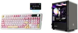 EPOMAKER TH99 PRO 96% Mechanical Keyboard: Screen, Knob, 10000mAh, 2.4Ghz/BT, Hot Swap, RGB, PBT Keycap, Wireless (Pink, Creamy Jade). MXZ Gaming PC: AMD Ryzen 5 5600, RTX 4060, 16GB DDR4, 1TB SSD, 6RGB Fans, Win 11 Pro. EPOMAKER TH99 PRO 96% Mechanical Keyboard: Screen, Knob, 10000mAh, 2.4Ghz/BT, Hot Swap, RGB, PBT Keycap, Wireless (Pink, Creamy Jade). MXZ Gaming PC: AMD Ryzen 5 5600, RTX 4060, 16GB DDR4, 1TB SSD, 6RGB Fans, Win 11 Pro.