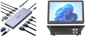Melelink USB C Docking Station Dual Monitor, 14 in 1 Triple Display Hub with 2 HDMI 4K, DisplayPort, PD Charging, Ethernet, 6 USB C&A Ports, SD/TF. For Dell/HP HIGOLEPC Mini PC, 10.1" Touchscreen, Intel Celeron J4125, 8GB RAM, 128GB ROM, Wi Melelink USB C Docking Station Dual Monitor, 14 in 1 Triple Display Hub with 2 HDMI 4K, DisplayPort, PD Charging, Ethernet, 6 USB C&A Ports, SD/TF. For Dell/HP HIGOLEPC Mini PC, 10.1" Touchscreen, Intel Celeron J4125, 8GB RAM, 128GB ROM, Wi