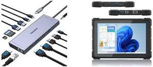 Melelink USB C Docking Station Dual Monitor, 14 in 1 Triple Display Hub with 2 HDMI 4K, DisplayPort, PD Charging, Ethernet, 6 USB C&A Ports, SD/TF. For Dell/HP HIGOLEPC F9A Rugged Tablet: 10.1" Windows 11 Pro, 8GB RAM, 128GB, Waterproof, Sh Melelink USB C Docking Station Dual Monitor, 14 in 1 Triple Display Hub with 2 HDMI 4K, DisplayPort, PD Charging, Ethernet, 6 USB C&A Ports, SD/TF. For Dell/HP HIGOLEPC F9A Rugged Tablet: 10.1" Windows 11 Pro, 8GB RAM, 128GB, Waterproof, Sh