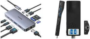 Melelink USB C Hub Ethernet, 9-in-1 Adapter: HDMI 4K@30Hz, 100W PD, Gigabit RJ45, SD/TF Reader, USB A&C 3.0. Compatible with Mac, Dell, Lenovo, HP. HIGOLEPC Mini PC: Windows 11 Pro, Intel Celeron N4100, 4GB/64GB, WiFi 5.0, BT 4.2. Melelink USB C Hub Ethernet, 9-in-1 Adapter: HDMI 4K@30Hz, 100W PD, Gigabit RJ45, SD/TF Reader, USB A&C 3.0. Compatible with Mac, Dell, Lenovo, HP. HIGOLEPC Mini PC: Windows 11 Pro, Intel Celeron N4100, 4GB/64GB, WiFi 5.0, BT 4.2.
