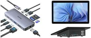 Melelink USB C Hub Ethernet, 9-in-1 Adapter: HDMI 4K@30Hz, 100W PD, Gigabit RJ45, SD/TF Reader, USB A&C 3.0, USB-C Dock for Mac, Dell, Lenovo, HP. HIGOLEPC 11.6" Touch PC: Celeron N5095, 8GB RAM, 128GB ROM, Windows 11/Linux Compatible Melelink USB C Hub Ethernet, 9-in-1 Adapter: HDMI 4K@30Hz, 100W PD, Gigabit RJ45, SD/TF Reader, USB A&C 3.0, USB-C Dock for Mac, Dell, Lenovo, HP. HIGOLEPC 11.6" Touch PC: Celeron N5095, 8GB RAM, 128GB ROM, Windows 11/Linux Compatible