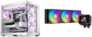 PCCOOLER CPS C3 T700 PC Case, Dual-Chamber Mid-Tower ATX, High-Airflow, BTF Motherboard Support, Tempered Glass Panels, White (Fans Not Included). PCCOOLER CPS GT360M ARGB AIO CPU Cooler, 300W TDP, 2.8" IPS Display, for Intel & AMD, Black PCCOOLER CPS C3 T700 PC Case, Dual-Chamber Mid-Tower ATX, High-Airflow, BTF Motherboard Support, Tempered Glass Panels, White (Fans Not Included). PCCOOLER CPS GT360M ARGB AIO CPU Cooler, 300W TDP, 2.8" IPS Display, for Intel & AMD, Black