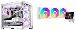 PCCOOLER CPS C3 T700 PC Case, Dual-Chamber Mid-Tower ATX, High-Airflow, BTF Motherboard Support, Tempered Glass Panels, White (Fans Not Included) PCCOOLER CPS GT360M ARGB AIO CPU Cooler, 300W TDP, 2.8" IPS Display, Ceramic Pump, Intel & AMD PCCOOLER CPS C3 T700 PC Case, Dual-Chamber Mid-Tower ATX, High-Airflow, BTF Motherboard Support, Tempered Glass Panels, White (Fans Not Included) PCCOOLER CPS GT360M ARGB AIO CPU Cooler, 300W TDP, 2.8" IPS Display, Ceramic Pump, Intel & AMD