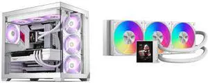 PCCOOLER CPS C3 T700 PC Case, Dual-Chamber Mid-Tower ATX, High-Airflow, BTF Motherboard Support, Tempered Glass Panels, White (Fans Not Included) PCCOOLER CPS DC360 Pro ARGB AIO CPU Cooler, 360mm Radiator, 310W TDP, 2.4" IPS Display, Intel PCCOOLER CPS C3 T700 PC Case, Dual-Chamber Mid-Tower ATX, High-Airflow, BTF Motherboard Support, Tempered Glass Panels, White (Fans Not Included) PCCOOLER CPS DC360 Pro ARGB AIO CPU Cooler, 360mm Radiator, 310W TDP, 2.4" IPS Display, Intel