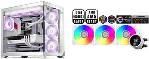 PCCOOLER CPS C3 T700 PC Case, Dual-Chamber Mid-Tower ATX, High-Airflow, BTF Motherboard Support, Tempered Glass Panels, White (Fans Not Included) + CPS DA360 Pro ARGB AIO CPU Cooler, 360mm Radiator, 300W TDP, Rotatable Display, Intel & AMD, PCCOOLER CPS C3 T700 PC Case, Dual-Chamber Mid-Tower ATX, High-Airflow, BTF Motherboard Support, Tempered Glass Panels, White (Fans Not Included) + CPS DA360 Pro ARGB AIO CPU Cooler, 360mm Radiator, 300W TDP, Rotatable Display, Intel & AMD,