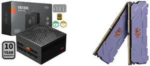 PCCOOLER CPS YN1000 1000W PSU, 80 PLUS Gold, Fully Modular, ATX 3.1, PCIe 5.1, 105°C Japanese Capacitors, ECO Mode, 135mm FDB Fan, 10-Year Warranty. BATTLE-AX DDR4 RAM 32GB (2x16GB) 3200MHz CL18, XMP2.0, Titanium Grey PCCOOLER CPS YN1000 1000W PSU, 80 PLUS Gold, Fully Modular, ATX 3.1, PCIe 5.1, 105°C Japanese Capacitors, ECO Mode, 135mm FDB Fan, 10-Year Warranty. BATTLE-AX DDR4 RAM 32GB (2x16GB) 3200MHz CL18, XMP2.0, Titanium Grey