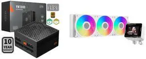 PCCOOLER CPS YN1000 1000W 80 PLUS Gold Modular PSU, ATX 3.1, PCIe 5.1, 105°C Japanese Capacitors, ECO Mode, 135mm FDB Fan, 10-Year Warranty. GT360M ARGB AIO CPU Cooler, 300W TDP, 2.8" IPS Display, for Intel & AMD, White. PCCOOLER CPS YN1000 1000W 80 PLUS Gold Modular PSU, ATX 3.1, PCIe 5.1, 105°C Japanese Capacitors, ECO Mode, 135mm FDB Fan, 10-Year Warranty. GT360M ARGB AIO CPU Cooler, 300W TDP, 2.8" IPS Display, for Intel & AMD, White.