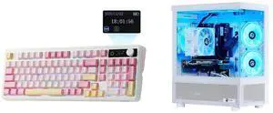 EPOMAKER TH99 PRO 96% Mechanical Keyboard: Screen, Knob, 10000mAh, 2.4Ghz/BT, Hot Swap, RGB, PBT Keycap, Wireless (Pink, Sea Salt Silent). NINGMEI Lumishore Gaming PC: AMD Ryzen 5 5500, GTX 1660 Super, 16GB DDR4, 1TB SSD, 650W, Win 11, WiFi EPOMAKER TH99 PRO 96% Mechanical Keyboard: Screen, Knob, 10000mAh, 2.4Ghz/BT, Hot Swap, RGB, PBT Keycap, Wireless (Pink, Sea Salt Silent). NINGMEI Lumishore Gaming PC: AMD Ryzen 5 5500, GTX 1660 Super, 16GB DDR4, 1TB SSD, 650W, Win 11, WiFi