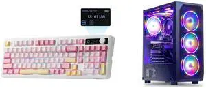 EPOMAKER TH99 PRO 96% Mechanical Keyboard: Screen, Knob, 10000mAh, 2.4Ghz/BT, Hot Swap, RGB, PBT Keycap, Wireless for PC/Mac (Pink, Sea Salt Silent). MXZ Gaming PC: AMD Ryzen 5 3600, RTX 4060, 16GB DDR4, 500GB NVME, 5 RGB Fans, Win 11 Pro. EPOMAKER TH99 PRO 96% Mechanical Keyboard: Screen, Knob, 10000mAh, 2.4Ghz/BT, Hot Swap, RGB, PBT Keycap, Wireless for PC/Mac (Pink, Sea Salt Silent). MXZ Gaming PC: AMD Ryzen 5 3600, RTX 4060, 16GB DDR4, 500GB NVME, 5 RGB Fans, Win 11 Pro.