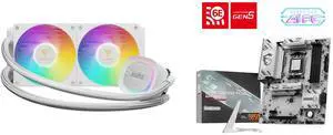 GAMDIAS AURA GL240 V2 White 240mm AIO CPU cooler, MSI B850 GAMING PLUS WIFI6E ATX Motherboard - Supports AMD Ryzen 9000/8000/7000, AM5, DDR5 8200+ MT/s (OC), PCIe 4.0 x16, M.2 Gen5, Wi-Fi 6E, 2.5G LAN GAMDIAS AURA GL240 V2 White 240mm AIO CPU cooler, MSI B850 GAMING PLUS WIFI6E ATX Motherboard - Supports AMD Ryzen 9000/8000/7000, AM5, DDR5 8200+ MT/s (OC), PCIe 4.0 x16, M.2 Gen5, Wi-Fi 6E, 2.5G LAN