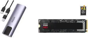 Nusyn NSE20 10Gbps M.2 NVMe/SATA SSD Enclosure, USB-C, Tool-Free, Aluminum, Windows/Mac/Linux/iOS/Android (NSE20GRK) SAMSUNG 9100 PRO M.2 2280 8TB PCIe 5.0 x4 V NAND TLC (V8) SSD MZ-VAP8T0B/AM Nusyn NSE20 10Gbps M.2 NVMe/SATA SSD Enclosure, USB-C, Tool-Free, Aluminum, Windows/Mac/Linux/iOS/Android (NSE20GRK) SAMSUNG 9100 PRO M.2 2280 8TB PCIe 5.0 x4 V NAND TLC (V8) SSD MZ-VAP8T0B/AM