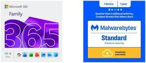 Microsoft 365 Family | 12-Month Subscription, Up to 6 People | Word, Excel, PowerPoint | 1TB OneDrive Cloud Storage | PC/MAC Instant Download Malwarebytes Standard (Premium Security) - 1 -Device / 1 Year - Download Microsoft 365 Family | 12-Month Subscription, Up to 6 People | Word, Excel, PowerPoint | 1TB OneDrive Cloud Storage | PC/MAC Instant Download Malwarebytes Standard (Premium Security) - 1 -Device / 1 Year - Download