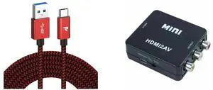 Idealforce 2-Pack 3.3ft USB 3.0 to USB-C Cable, supports fast charging and high-speed data sync (up to 5Gbps). Compatible with Samsung Galaxy, Google Pixel, MacBook, iPad Pro and Idealforce HDMI to RCA Converter Adapter, 1080P Downscaling with 3RCA AV Output for Xbox, PC, DVD, to Older TV/Monitor. Popular keywords: HDMI to AV converter, RCA adapter Idealforce 2-Pack 3.3ft USB 3.0 to USB-C Cable, supports fast charging and high-speed data sync (up to 5Gbps). Compatible with Samsung Galaxy, Google Pixel, MacBook, iPad Pro and Idealforce HDMI to RCA Converter Adapter, 1080P Downscaling with 3RCA AV Output for Xbox, PC, DVD, to Older TV/Monitor. Popular keywords: HDMI to AV converter, RCA adapter