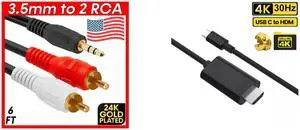 6ft 3.5mm to RCA Cable 2RCA to AUX Cord 2-RCA Adapter Stereo Audio Y-Cable NEW and Idealforce USB Type C to HDMI Cable 1080P HD TV Adapter Android LG Samsung Motorola Phone,USB C to HDMI cable, Type C HDMI adapter, USB-C video cable, 1080P HD cable, 4K HDMI cable 6ft 3.5mm to RCA Cable 2RCA to AUX Cord 2-RCA Adapter Stereo Audio Y-Cable NEW and Idealforce USB Type C to HDMI Cable 1080P HD TV Adapter Android LG Samsung Motorola Phone,USB C to HDMI cable, Type C HDMI adapter, USB-C video cable, 1080P HD cable, 4K HDMI cable