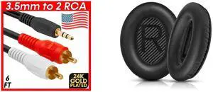 6ft 3.5mm to RCA Cable 2RCA to AUX Cord 2-RCA Adapter Stereo Audio Y-Cable NEW and Idealforce Replacement Memory Foam Ear Pads for Bose QuietComfort QC35 & QC35 II Headphones - Soft Protein Leather Cushions, Improved Noise Cancellation, Easy Install Kit 6ft 3.5mm to RCA Cable 2RCA to AUX Cord 2-RCA Adapter Stereo Audio Y-Cable NEW and Idealforce Replacement Memory Foam Ear Pads for Bose QuietComfort QC35 & QC35 II Headphones - Soft Protein Leather Cushions, Improved Noise Cancellation, Easy Install Kit