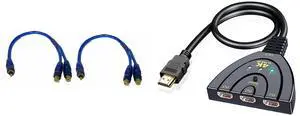 Idealforce 2-Pack 12-Inch RCA Y Splitter Cable, 1 Male to 2 Female Audio Adapter Connector. Perfect for connecting subwoofers, amplifiers, home theater systems, TVs, DVD players, gaming consoles, mixe and Idealforce 3 Port HDMI Switch Box 3x1 | 3 in 1 Out HDMI Switcher Selector for PS5, Xbox Series X/S, Nintendo Switch, Fire TV, Roku, Blu-ray Player, PC, Laptop, Monitor, HDTV | 1080P Full HD Auto-Switc Idealforce 2-Pack 12-Inch RCA Y Splitter Cable, 1 Male to 2 Female Audio Adapter Connector. Perfect for connecting subwoofers, amplifiers, home theater systems, TVs, DVD players, gaming consoles, mixe and Idealforce 3 Port HDMI Switch Box 3x1 | 3 in 1 Out HDMI Switcher Selector for PS5, Xbox Series X/S, Nintendo Switch, Fire TV, Roku, Blu-ray Player, PC, Laptop, Monitor, HDTV | 1080P Full HD Auto-Switc
