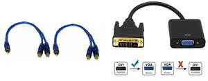 Idealforce 2-Pack 12-Inch RCA Y Splitter Cable, 1 Male to 2 Female Audio Adapter Connector. Perfect for connecting subwoofers, amplifiers, home theater systems, TVs, DVD players, gaming consoles, mixe and Idealforce DVI-D 24+1 Pin Male to VGA Female Adapter | Active Digital to Analog Video Converter Cable | Short 125mm/5 Inch Design for PC, Graphics Card, Monitor, Projector | 1080P Full HD Idealforce 2-Pack 12-Inch RCA Y Splitter Cable, 1 Male to 2 Female Audio Adapter Connector. Perfect for connecting subwoofers, amplifiers, home theater systems, TVs, DVD players, gaming consoles, mixe and Idealforce DVI-D 24+1 Pin Male to VGA Female Adapter | Active Digital to Analog Video Converter Cable | Short 125mm/5 Inch Design for PC, Graphics Card, Monitor, Projector | 1080P Full HD