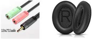 Idealforce 3.5mm Audio Splitter Cable, 1 Male to 2 Female Gold-Plated Headphone Adapter. Share audio from smartphones, tablets, laptops, or car stereos with two headphones or speakers and Idealforce Replacement Memory Foam Ear Pads for Bose QuietComfort QC35 & QC35 II Headphones - Soft Protein Leather Cushions, Improved Noise Cancellation, Easy Install Kit Idealforce 3.5mm Audio Splitter Cable, 1 Male to 2 Female Gold-Plated Headphone Adapter. Share audio from smartphones, tablets, laptops, or car stereos with two headphones or speakers and Idealforce Replacement Memory Foam Ear Pads for Bose QuietComfort QC35 & QC35 II Headphones - Soft Protein Leather Cushions, Improved Noise Cancellation, Easy Install Kit