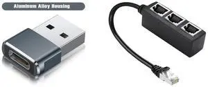 Idealforce 6-Pack USB-C Female to USB-A Male Adapter, USB 3.1 Type C Port to USB 3.0 Converter. Connect new phones, tablets, or laptops to drives, keyboards and Idealforce RJ45 Ethernet Splitter 1 to 3 Port LAN Network Adapter | High-Speed Cat5 Cat5e Cat6 Internet Hub for PC Laptop Smart TV Gaming Console PS5 Xbox Router Modem | Compact Plug-and-Play Connect Idealforce 6-Pack USB-C Female to USB-A Male Adapter, USB 3.1 Type C Port to USB 3.0 Converter. Connect new phones, tablets, or laptops to drives, keyboards and Idealforce RJ45 Ethernet Splitter 1 to 3 Port LAN Network Adapter | High-Speed Cat5 Cat5e Cat6 Internet Hub for PC Laptop Smart TV Gaming Console PS5 Xbox Router Modem | Compact Plug-and-Play Connect