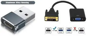 Idealforce 6-Pack USB-C Female to USB-A Male Adapter, USB 3.1 Type C Port to USB 3.0 Converter. Connect new phones, tablets, or laptops to drives, keyboards and Idealforce DVI-D 24+1 Pin Male to VGA Female Adapter | Active Digital to Analog Video Converter Cable | Short 125mm/5 Inch Design for PC, Graphics Card, Monitor, Projector | 1080P Full HD Idealforce 6-Pack USB-C Female to USB-A Male Adapter, USB 3.1 Type C Port to USB 3.0 Converter. Connect new phones, tablets, or laptops to drives, keyboards and Idealforce DVI-D 24+1 Pin Male to VGA Female Adapter | Active Digital to Analog Video Converter Cable | Short 125mm/5 Inch Design for PC, Graphics Card, Monitor, Projector | 1080P Full HD