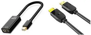 Idealforce Mini DisplayPort (Thunderbolt compatible) to HDMI Adapter, supports 4K UHD video and audio output. Perfect for MacBook Pro/Air, iMac, Dell, HP, Lenovo laptops to HDTV or monitor and Idealforce Displayport to Display Port Cable DP Male to Male Cord 4K HD w/Latches 10ft zero lag cable, lossless display,gold plated connectors Idealforce Mini DisplayPort (Thunderbolt compatible) to HDMI Adapter, supports 4K UHD video and audio output. Perfect for MacBook Pro/Air, iMac, Dell, HP, Lenovo laptops to HDTV or monitor and Idealforce Displayport to Display Port Cable DP Male to Male Cord 4K HD w/Latches 10ft zero lag cable, lossless display,gold plated connectors