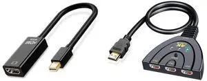 Idealforce Mini DisplayPort (Thunderbolt compatible) to HDMI Adapter, supports 4K UHD video and audio output. Perfect for MacBook Pro/Air, iMac, Dell, HP, Lenovo laptops to HDTV or monitor and Idealforce 3 Port HDMI Switch Box 3x1 | 3 in 1 Out HDMI Switcher Selector for PS5, Xbox Series X/S, Nintendo Switch, Fire TV, Roku, Blu-ray Player, PC, Laptop, Monitor, HDTV | 1080P Full HD Auto-Switc Idealforce Mini DisplayPort (Thunderbolt compatible) to HDMI Adapter, supports 4K UHD video and audio output. Perfect for MacBook Pro/Air, iMac, Dell, HP, Lenovo laptops to HDTV or monitor and Idealforce 3 Port HDMI Switch Box 3x1 | 3 in 1 Out HDMI Switcher Selector for PS5, Xbox Series X/S, Nintendo Switch, Fire TV, Roku, Blu-ray Player, PC, Laptop, Monitor, HDTV | 1080P Full HD Auto-Switc