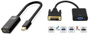 Idealforce Mini DisplayPort (Thunderbolt compatible) to HDMI Adapter, supports 4K UHD video and audio output. Perfect for MacBook Pro/Air, iMac, Dell, HP, Lenovo laptops to HDTV or monitor and Idealforce DVI-D 24+1 Pin Male to VGA Female Adapter | Active Digital to Analog Video Converter Cable | Short 125mm/5 Inch Design for PC, Graphics Card, Monitor, Projector | 1080P Full HD Idealforce Mini DisplayPort (Thunderbolt compatible) to HDMI Adapter, supports 4K UHD video and audio output. Perfect for MacBook Pro/Air, iMac, Dell, HP, Lenovo laptops to HDTV or monitor and Idealforce DVI-D 24+1 Pin Male to VGA Female Adapter | Active Digital to Analog Video Converter Cable | Short 125mm/5 Inch Design for PC, Graphics Card, Monitor, Projector | 1080P Full HD
