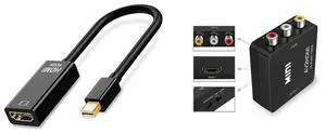 Idealforce Mini DisplayPort (Thunderbolt compatible) to HDMI Adapter, supports 4K UHD video and audio output. Perfect for MacBook Pro/Air, iMac, Dell, HP, Lenovo laptops to HDTV or monitor and Idealforce RCA Composite AV to HDMI Converter Upscaler | 1080P HD Video Adapter for Old Game Consoles & DVD Players | Plug & Play Converter Box for Nintendo Wii NES SNES N64 GameCube, Sega Genesis, PS Idealforce Mini DisplayPort (Thunderbolt compatible) to HDMI Adapter, supports 4K UHD video and audio output. Perfect for MacBook Pro/Air, iMac, Dell, HP, Lenovo laptops to HDTV or monitor and Idealforce RCA Composite AV to HDMI Converter Upscaler | 1080P HD Video Adapter for Old Game Consoles & DVD Players | Plug & Play Converter Box for Nintendo Wii NES SNES N64 GameCube, Sega Genesis, PS