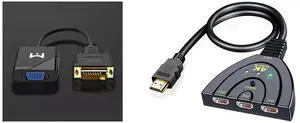 Idealforce NEW 1080p Active Cable Adapter Converter DVI-D 24+1 Pin Male to VGA 15Pin Female and Idealforce 3 Port HDMI Switch Box 3x1 | 3 in 1 Out HDMI Switcher Selector for PS5, Xbox Series X/S, Nintendo Switch, Fire TV, Roku, Blu-ray Player, PC, Laptop, Monitor, HDTV | 1080P Full HD Auto-Switc Idealforce NEW 1080p Active Cable Adapter Converter DVI-D 24+1 Pin Male to VGA 15Pin Female and Idealforce 3 Port HDMI Switch Box 3x1 | 3 in 1 Out HDMI Switcher Selector for PS5, Xbox Series X/S, Nintendo Switch, Fire TV, Roku, Blu-ray Player, PC, Laptop, Monitor, HDTV | 1080P Full HD Auto-Switc