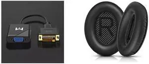 Idealforce NEW 1080p Active Cable Adapter Converter DVI-D 24+1 Pin Male to VGA 15Pin Female and Idealforce Replacement Memory Foam Ear Pads for Bose QuietComfort QC35 & QC35 II Headphones - Soft Protein Leather Cushions, Improved Noise Cancellation, Easy Install Kit Idealforce NEW 1080p Active Cable Adapter Converter DVI-D 24+1 Pin Male to VGA 15Pin Female and Idealforce Replacement Memory Foam Ear Pads for Bose QuietComfort QC35 & QC35 II Headphones - Soft Protein Leather Cushions, Improved Noise Cancellation, Easy Install Kit