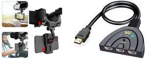 Idealforce Universal 360° Rotation Car Rearview Mirror Phone Mount | Adjustable Gooseneck Dashboard & Windshield Alternative Holder for iPhone, Samsung, GPS, Smartphones up to 3.5 Inches Wide and Idealforce 3 Port HDMI Switch Box 3x1 | 3 in 1 Out HDMI Switcher Selector for PS5, Xbox Series X/S, Nintendo Switch, Fire TV, Roku, Blu-ray Player, PC, Laptop, Monitor, HDTV | 1080P Full HD Auto-Switc Idealforce Universal 360° Rotation Car Rearview Mirror Phone Mount | Adjustable Gooseneck Dashboard & Windshield Alternative Holder for iPhone, Samsung, GPS, Smartphones up to 3.5 Inches Wide and Idealforce 3 Port HDMI Switch Box 3x1 | 3 in 1 Out HDMI Switcher Selector for PS5, Xbox Series X/S, Nintendo Switch, Fire TV, Roku, Blu-ray Player, PC, Laptop, Monitor, HDTV | 1080P Full HD Auto-Switc
