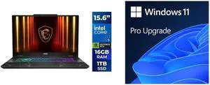 MSI Cyborg 15 B2RWEKG-258US 15.6" Gaming Notebook - Intel Core i5 210H 1.60GHz - 16GB RAM - 1TB SSD - Win 11 Home - NVIDIA RTX 5050 8GB - Webcam - Wi-Fi 6E - Black + Win 11 Pro Upgrade (Digital Download) MSI Cyborg 15 B2RWEKG-258US 15.6" Gaming Notebook - Intel Core i5 210H 1.60GHz - 16GB RAM - 1TB SSD - Win 11 Home - NVIDIA RTX 5050 8GB - Webcam - Wi-Fi 6E - Black + Win 11 Pro Upgrade (Digital Download)