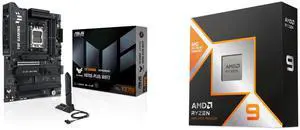 ASUS TUF GAMING X870E-PLUS WIFI7 ATX Motherboard: 16+2+1 80A Power Stages, DDR5, PCIe 5.0 x16, 4 M.2 Slots, WiFi 7. AMD Ryzen 9 9950X3D: 16-Core 4.3 GHz, AM5, 170W, Radeon Graphics CPU. ASUS TUF GAMING X870E-PLUS WIFI7 ATX Motherboard: 16+2+1 80A Power Stages, DDR5, PCIe 5.0 x16, 4 M.2 Slots, WiFi 7. AMD Ryzen 9 9950X3D: 16-Core 4.3 GHz, AM5, 170W, Radeon Graphics CPU.