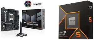 ASUS TUF GAMING B850M-E WIFI mATX motherboard: 8+2+1 80A DrMOS, DDR5, PCIe 5.0, 3 M.2, WiFi 6E, 2.5Gb Ethernet, DisplayPort, HDMI, USB-C 10Gbps/5Gbps. AMD Ryzen 5 9600X: 6-Core 3.9 GHz, AM5, 65W, Radeon Graphics. ASUS TUF GAMING B850M-E WIFI mATX motherboard: 8+2+1 80A DrMOS, DDR5, PCIe 5.0, 3 M.2, WiFi 6E, 2.5Gb Ethernet, DisplayPort, HDMI, USB-C 10Gbps/5Gbps. AMD Ryzen 5 9600X: 6-Core 3.9 GHz, AM5, 65W, Radeon Graphics.