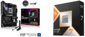 ASUS ROG STRIX X870E-E GAMING WIFI AMD AM5 X870 ATX motherboard, 18+2+2 power stages, DDR5, WiFi 7, 5x M.2, PCIe 5.0, USB4, AI OCing. AMD Ryzen 7 9800X3D, Zen 5, 8-Core 5.2 GHz, Socket AM5, 120W, Radeon Graphics ASUS ROG STRIX X870E-E GAMING WIFI AMD AM5 X870 ATX motherboard, 18+2+2 power stages, DDR5, WiFi 7, 5x M.2, PCIe 5.0, USB4, AI OCing. AMD Ryzen 7 9800X3D, Zen 5, 8-Core 5.2 GHz, Socket AM5, 120W, Radeon Graphics