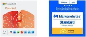 Microsoft 365 Personal | 12-Month Subscription, 1 person | Word, Excel, PowerPoint | 1TB OneDrive cloud storage | PC/Mac Instant Download Malwarebytes Standard (Premium Security) - 1 -Device / 1 Year - Download Microsoft 365 Personal | 12-Month Subscription, 1 person | Word, Excel, PowerPoint | 1TB OneDrive cloud storage | PC/Mac Instant Download Malwarebytes Standard (Premium Security) - 1 -Device / 1 Year - Download