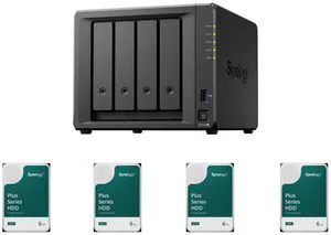 Synology 4-bay DiskStation DS425+ (Diskless) 4 x Synology 6TB HAT3300 Plus Series SATA III 3.5" Internal NAS HDD (HAT3300-6T) Synology 4-bay DiskStation DS425+ (Diskless) 4 x Synology 6TB HAT3300 Plus Series SATA III 3.5" Internal NAS HDD (HAT3300-6T)