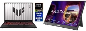ASUS TUF Gaming A16 16" FHD+ 165Hz Ryzen 7 260 RTX 5060 16GB DDR5 512GB SSD Win 11 (FA608UM-NS73) ASUS ZenScreen 16" WQXGA 155Hz USB-C IPS Portable Monitor MB16NCG ASUS TUF Gaming A16 16" FHD+ 165Hz Ryzen 7 260 RTX 5060 16GB DDR5 512GB SSD Win 11 (FA608UM-NS73) ASUS ZenScreen 16" WQXGA 155Hz USB-C IPS Portable Monitor MB16NCG