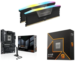 CORSAIR Vengeance RGB 32GB (2x16GB) DDR5 6400 RAM, ASUS TUF GAMING X870E-PLUS WIFI7 ATX Motherboard, AMD Ryzen 9 9900X 12-Core 4.4GHz CPU with Radeon Graphics, DDR5, PCIe 5.0, WiFi 7, Four M.2 Slots CORSAIR Vengeance RGB 32GB (2x16GB) DDR5 6400 RAM, ASUS TUF GAMING X870E-PLUS WIFI7 ATX Motherboard, AMD Ryzen 9 9900X 12-Core 4.4GHz CPU with Radeon Graphics, DDR5, PCIe 5.0, WiFi 7, Four M.2 Slots