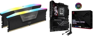 CORSAIR Vengeance RGB 64GB (2x32GB) DDR5 6400 Desktop Memory, ASUS ROG MAXIMUS Z890 HERO Intel® Z890 LGA 1851 ATX motherboard, 22+2+1+2 stages, DDR5, WiFi 7, 3x PCIe® 5.0 M.2, Thunderbolt™ 4, USB Type-C®, AI Overclocking/Cooling/Networking CORSAIR Vengeance RGB 64GB (2x32GB) DDR5 6400 Desktop Memory, ASUS ROG MAXIMUS Z890 HERO Intel® Z890 LGA 1851 ATX motherboard, 22+2+1+2 stages, DDR5, WiFi 7, 3x PCIe® 5.0 M.2, Thunderbolt™ 4, USB Type-C®, AI Overclocking/Cooling/Networking