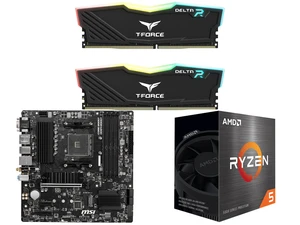 Team T-Force Delta RGB 16GB (2x8GB) DDR4 3200 Desktop RAM, MSI PRO B550M PRO-VDH WIFI AM4 Micro ATX Motherboard, AMD Ryzen 5 5500 6-Core 3.6GHz CPU, No Integrated Graphics Team T-Force Delta RGB 16GB (2x8GB) DDR4 3200 Desktop RAM, MSI PRO B550M PRO-VDH WIFI AM4 Micro ATX Motherboard, AMD Ryzen 5 5500 6-Core 3.6GHz CPU, No Integrated Graphics