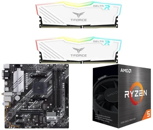 Team T-Force Delta RGB 16GB (2x8GB) DDR4 3200 Desktop RAM, ASUS Prime B550M-A WiFi II Micro ATX Motherboard (PCIe 4.0, WiFi 6, ECC, 1Gb LAN, HDMI 2.1, RGB), AMD Ryzen 5 5500 6-Core 3.6GHz CPU, No Integrated Graphics Team T-Force Delta RGB 16GB (2x8GB) DDR4 3200 Desktop RAM, ASUS Prime B550M-A WiFi II Micro ATX Motherboard (PCIe 4.0, WiFi 6, ECC, 1Gb LAN, HDMI 2.1, RGB), AMD Ryzen 5 5500 6-Core 3.6GHz CPU, No Integrated Graphics