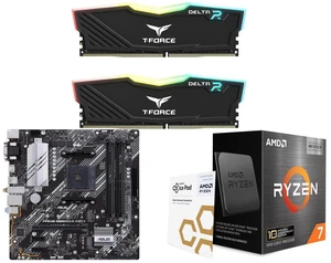 Team T-Force Delta RGB 16GB (2x8GB) DDR4 3200 Desktop RAM, ASUS Prime B550M-A WiFi II Micro ATX Motherboard (PCIe 4.0, WiFi 6, ECC, 1Gb LAN, HDMI 2.1, RGB), AMD Ryzen 7 5800X3D 8-Core 3.4GHz CPU Team T-Force Delta RGB 16GB (2x8GB) DDR4 3200 Desktop RAM, ASUS Prime B550M-A WiFi II Micro ATX Motherboard (PCIe 4.0, WiFi 6, ECC, 1Gb LAN, HDMI 2.1, RGB), AMD Ryzen 7 5800X3D 8-Core 3.4GHz CPU