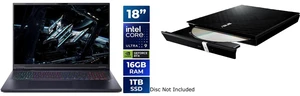 Acer Predator Helios Neo 18" WQXGA 240Hz, Intel Core Ultra 9 275HX, RTX 5070 Ti, 16GB DDR5, 1TB SSD, Win 11 Home (NH.QVLAA.001) + ASUS USB 2.0 Slim CD/DVD Re-writer MacOS Compatible SDRW-08D2S-U Acer Predator Helios Neo 18" WQXGA 240Hz, Intel Core Ultra 9 275HX, RTX 5070 Ti, 16GB DDR5, 1TB SSD, Win 11 Home (NH.QVLAA.001) + ASUS USB 2.0 Slim CD/DVD Re-writer MacOS Compatible SDRW-08D2S-U