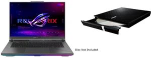ASUS ROG Strix G16 16" RTX 5070 Laptop GPU AMD Ryzen 9 8940HX 32GB 1TB SSD Win 11 Home 165Hz (G614PP-DB96-CA) + ASUS USB 2.0 Black External Slim CD/DVD Re-writer MacOS Compatible SDRW-08D2S-U ASUS ROG Strix G16 16" RTX 5070 Laptop GPU AMD Ryzen 9 8940HX 32GB 1TB SSD Win 11 Home 165Hz (G614PP-DB96-CA) + ASUS USB 2.0 Black External Slim CD/DVD Re-writer MacOS Compatible SDRW-08D2S-U