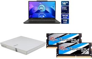 MSI 16" Venture 16 AI 2K 120Hz OLED Laptop, Intel Core Ultra 7 155H, Intel Arc Graphics, 16GB DDR5, 1TB NVMe SSD, Windows 11 Home, ASUS USB 2.0 White External Slim CD/DVD Re-Writer, G.SKILL Ripjaws 32GB DDR4 3200 Laptop Memory MSI 16" Venture 16 AI 2K 120Hz OLED Laptop, Intel Core Ultra 7 155H, Intel Arc Graphics, 16GB DDR5, 1TB NVMe SSD, Windows 11 Home, ASUS USB 2.0 White External Slim CD/DVD Re-Writer, G.SKILL Ripjaws 32GB DDR4 3200 Laptop Memory