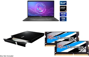 MSI Modern A15 AI+ 15.6" FHD Laptop, AMD Ryzen AI 5 330, Radeon 820M, 16GB RAM, 1TB NVMe SSD (F3HMG-003US) ASUS USB 2.0 Slim CD/DVD Re-writer MacOS Compatible G.SKILL Ripjaws 32GB (2x16GB) DDR4 3200 SO-DIMM MSI Modern A15 AI+ 15.6" FHD Laptop, AMD Ryzen AI 5 330, Radeon 820M, 16GB RAM, 1TB NVMe SSD (F3HMG-003US) ASUS USB 2.0 Slim CD/DVD Re-writer MacOS Compatible G.SKILL Ripjaws 32GB (2x16GB) DDR4 3200 SO-DIMM